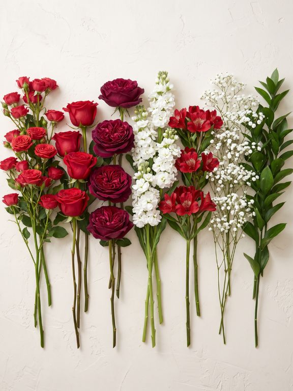 WENT TO THE MARKET FOR ASSORTED RED AND WHITE FLOWERS